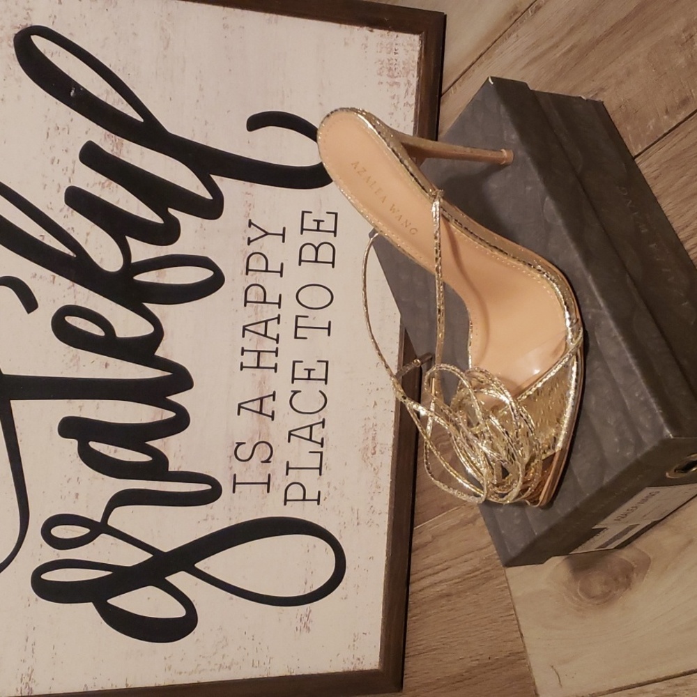 New Azalea Wang gold strappy heels